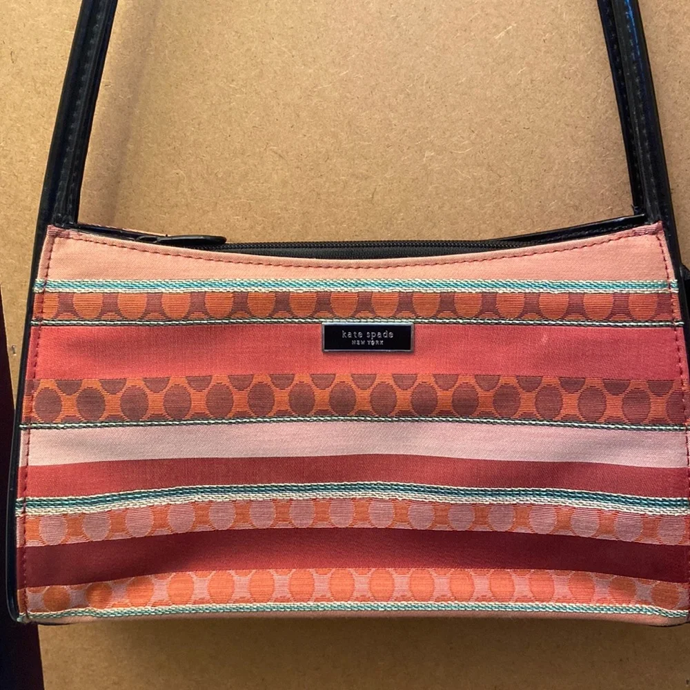 Vintage Kate Spade leather & clothe shoulder purse clutch bag